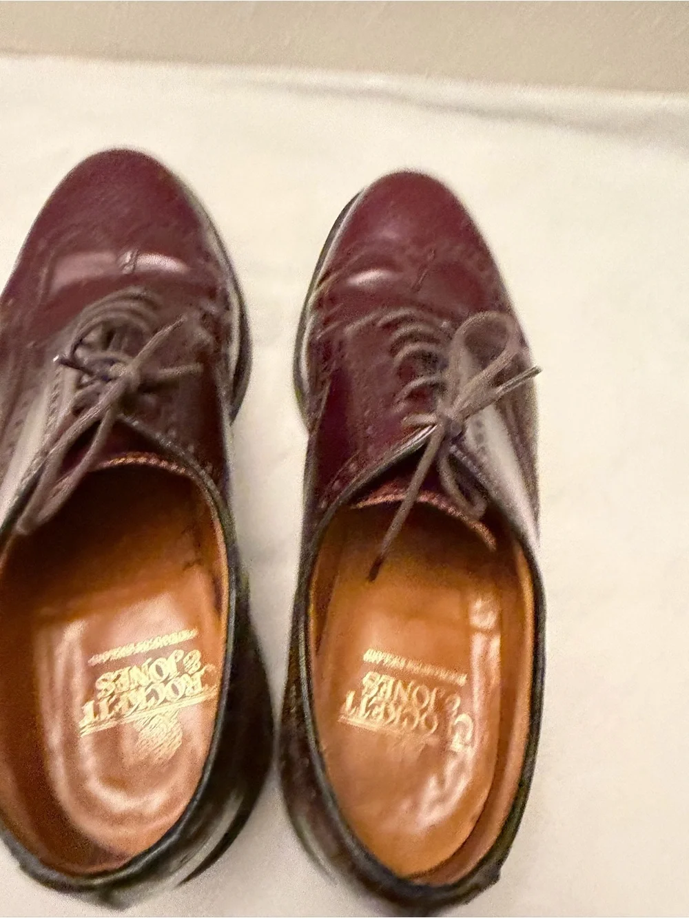 Classic Burgundy Leather Wingtip Oxfords, pre-owned, gently used